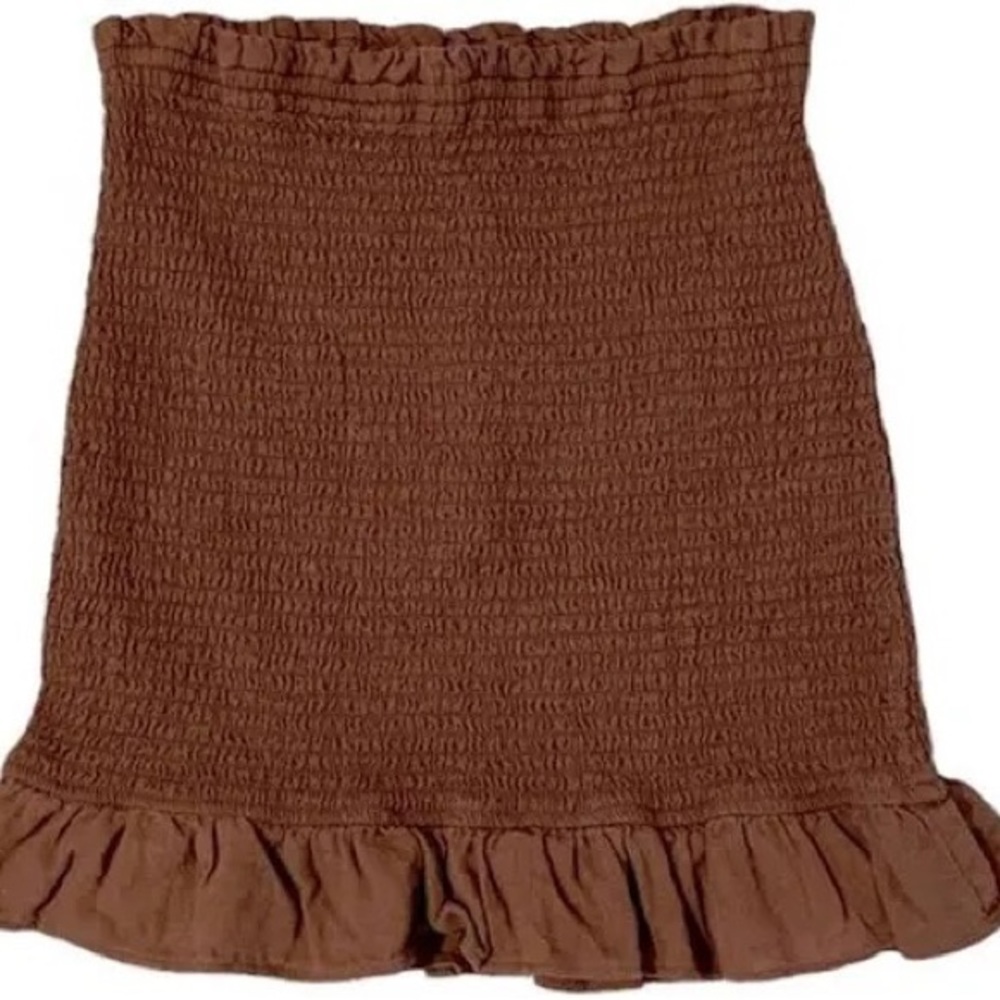 Smocked Mini Skirt with Ruffle Hem